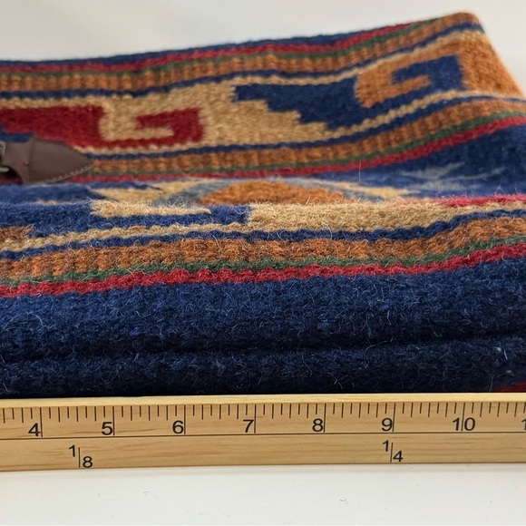 El Paso Saddle Blanket Southwestern Wool Tote Bag with Leather Straps - Picture 5 of 9